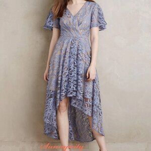 dress- Anthropologie Moulinette Soeurs Genevieve Dress Size 0/XS Blue Lace